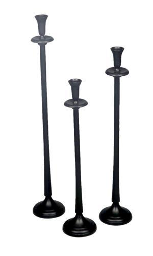 Aluminium Round Candle Holder (l) - Black - 130 X 130 X 780