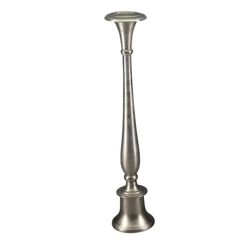 Aluminium Round Base Tall Pillar Holder (l) - Silver