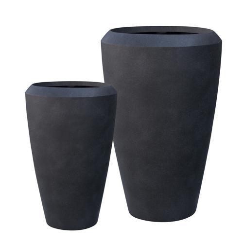 Artemis Stone Lite Planter Set of 2 - Coal Black