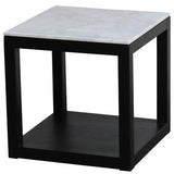 Marble Top Side Table - Black Oak Base - Old Pine / White Marble
