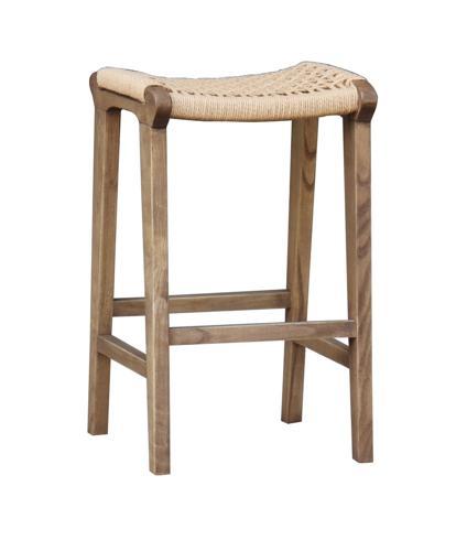 Reclaimed Oak & Rattan Barstool - Oak