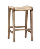 Reclaimed Oak & Rattan Barstool - Oak