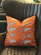 Snugg & Co. Cushion Cover - Leopard Printed Cushion Cover - Orange Velvet