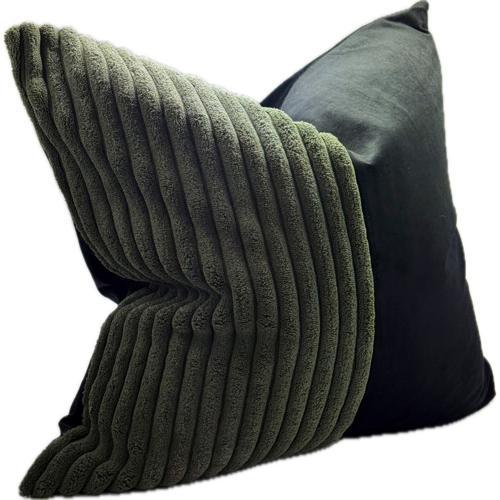 Snugg & Co. Cushion Cover Patchwork Cushion Cover Black Green Corduroy Velvet