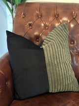Snugg & Co. Cushion Cover Patchwork Cushion Cover Black Green Corduroy Velvet
