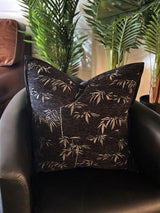 Snugg & Co. Cushion Cover - Bamboo Leaf Cushion Cover - Black Jacquard