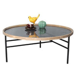 Wooden & Metal Coffee Table - Natural / Black - 800 X 800 X 330