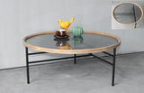 Wooden & Metal Coffee Table - Natural / Black - 800 X 800 X 330