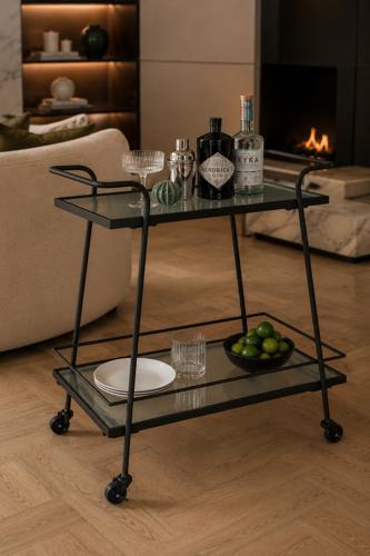 Metal Bar Cart - Black - 640 X 380 X 67