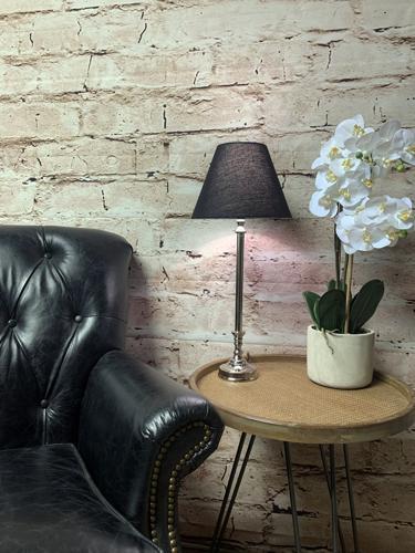 Table Lamp with Shade (lamp - Nickel / Shade - Black Linen)