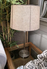 Table Lamp & Shade - Silver Antique / Natural Linen