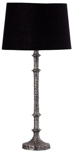 Table Lamp & Shade - Silver Antique / Black Cotton