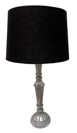 Table Lamp - Wood - Silver Leaf Finish / Sh - Balck Linen
