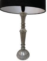 Table Lamp - Wood - Silver Leaf Finish / Sh - Balck Linen