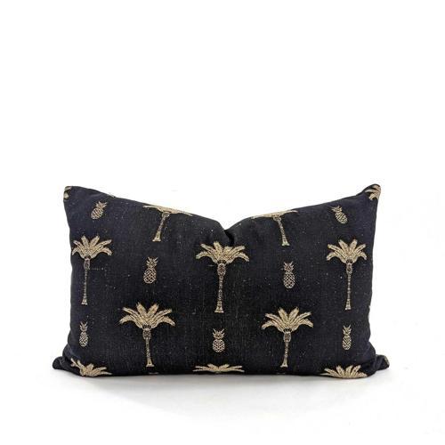 Cushion Cover - Palm Tree - Black / Natural - 400 X 600