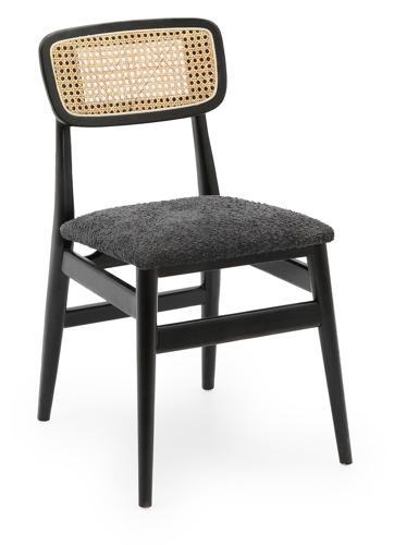 Boston Elm Dining Chair with Boucle Dining Chair - Black