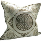 Cushion Cover - Hand Embroidered - White / Gold
