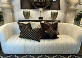 Cushion Cover - Hand Embroidered - White / Gold
