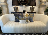 Cushion Cover - Hand Embroidered - Blue / White / Gold - 550 X 550