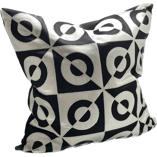 Cushion Cover - Hand Embroidered - Black / White - 550 X 550 - IH6025