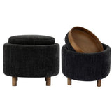 Luna Ottoman - Steel with Reversible Ash Wooden Tray