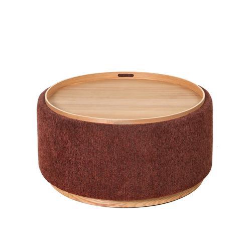 Miami Tray Ottoman Xl Withwood Base - Burnt Ochre