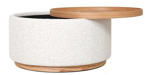 Miami Tray Ottoman Xl Withwood Base - Seashell