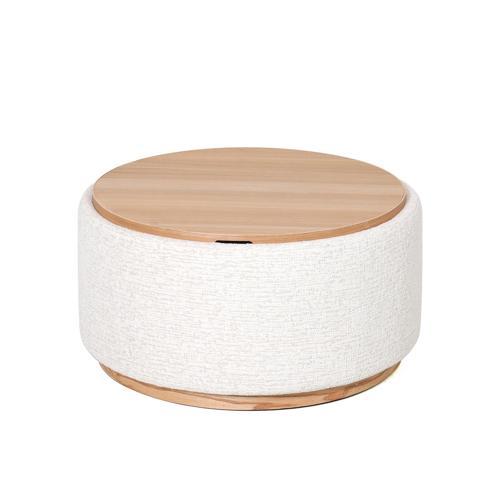 Miami Tray Ottoman Xl Withwood Base - Seashell