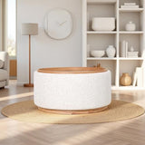 Miami Tray Ottoman Xl Withwood Base - Seashell