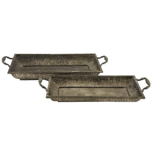 Antique Metal Serving Trays Set of 2