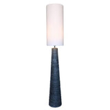 Black Ceramic Floor Lamp with Natural Linen Shade