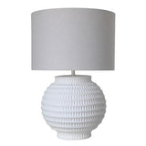 White Terracotta Lamp with White Linen Shade - 380 X 380 X 565