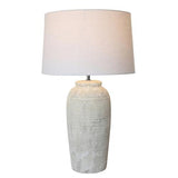Beige Ceramic Lamp with Natural Linen Shade - 400 X 400 X 655