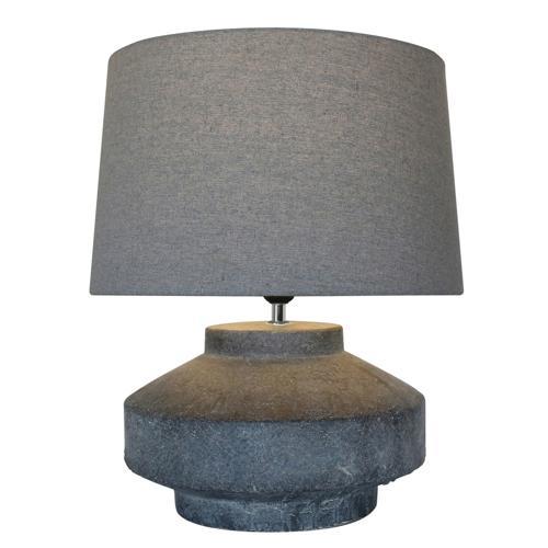 Pebble Terracotta Lamp Withgrey Linen Shade