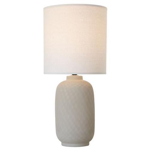 Beige Ceramic Lamp with Natural Linen Shade - 290 X 290 X 630