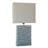Blue Glazed Ceramic Lamp with Linen Shade - 360 X 180 X 705