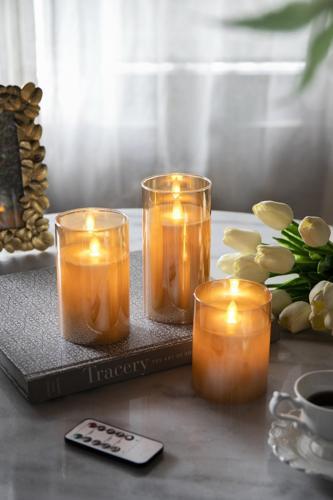 LED Wax Candles Withremote - Amber