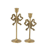 Gold Bow Candle Holders Set of 2
