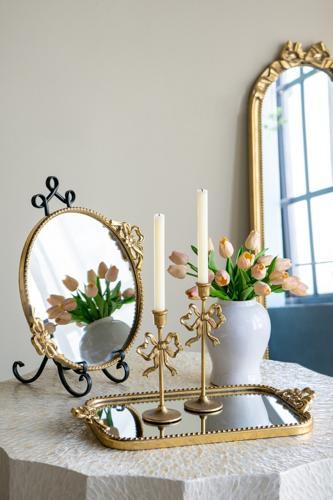 Gold Bow Candle Holders Set of 2
