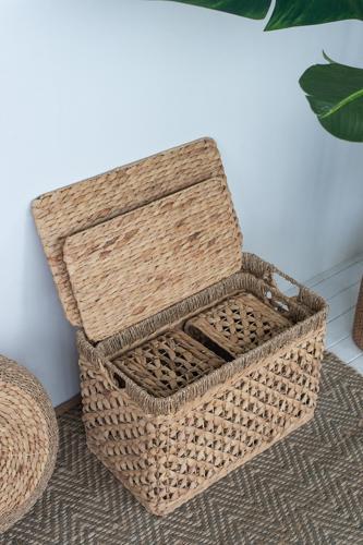 Water Hyacinth Basket Set of 4 - 520 X 300 X 350