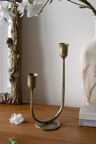 Gold Candle Holder - 160 X 90 X 290
