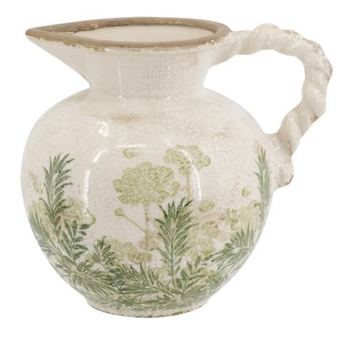 Ceramic Green Floral Vase - 205 X 165 X 185