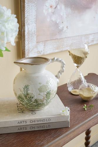 Ceramic Green Floral Vase - 205 X 165 X 185