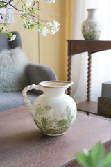 Ceramic Green Floral Vase - 205 X 165 X 185