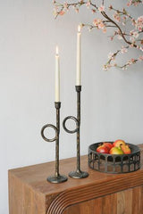 Iron Candle Holder Set of 2 - L:130x100x457; S: 130x100x380