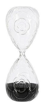 Rose Embossed Hourglass with Black Sand - Large