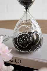 Rose Embossed Hourglass with Black Sand - Small