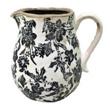 Black Floral Ceramic Jug - Black - 200 X 165 X 200