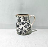 Black Floral Ceramic Jug - Black - 200 X 165 X 200