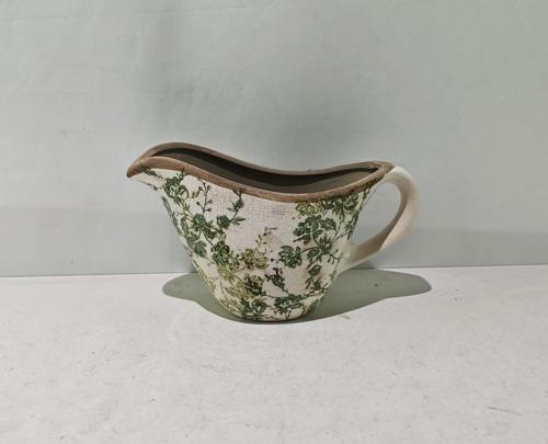 Green Floral Ceramic Jug - Green - 240 X 125 X 140